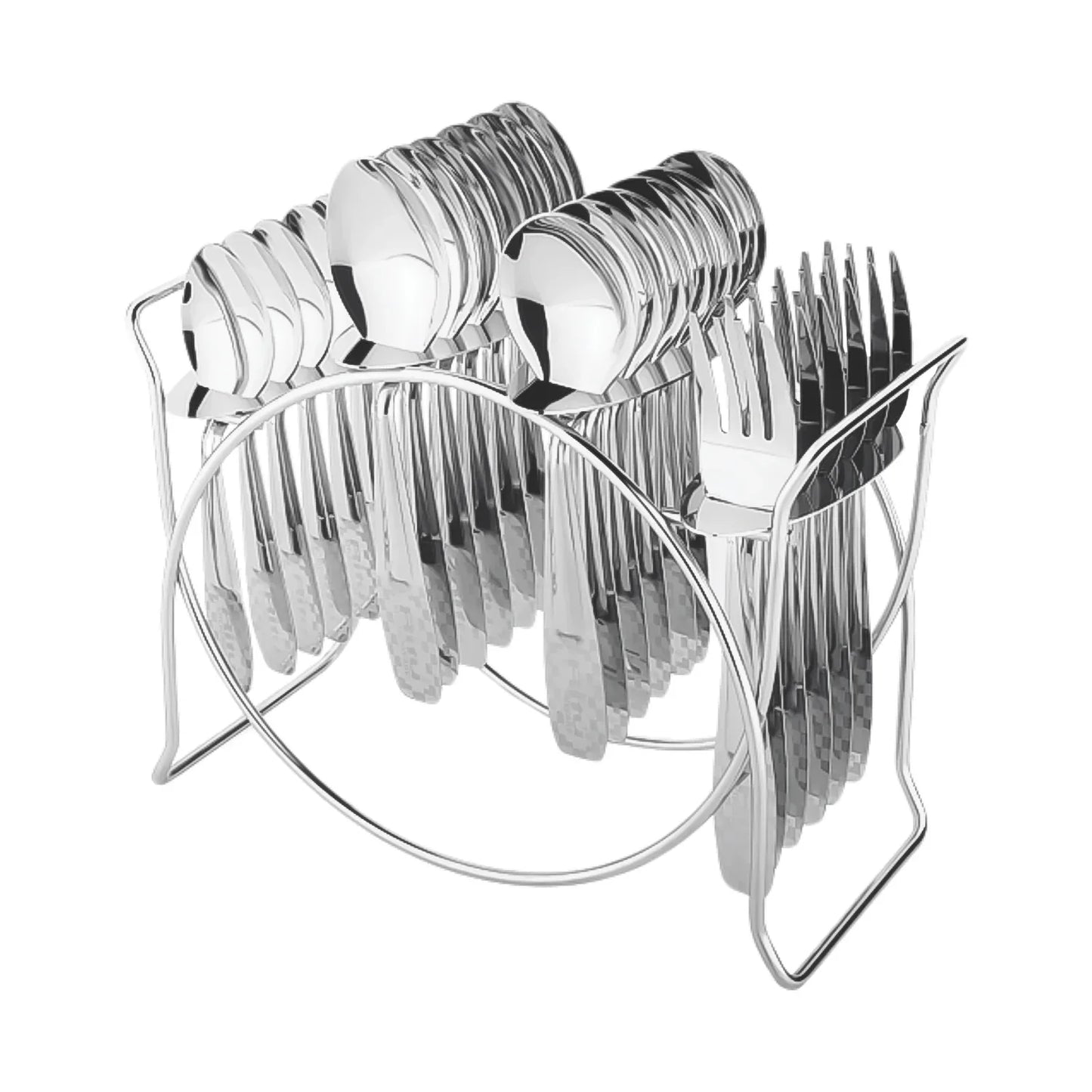 Stainless Steel Cutlery Set With Elegant Storage Stand (24 Pc) - Zidbik