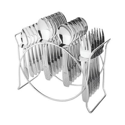 Stainless Steel Cutlery Set With Elegant Storage Stand (24 Pc) - Zidbik