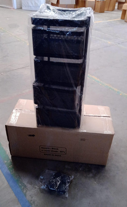 Metal Square High Quality Kitchen Trolley With Wheels (4 Layer  1 Pc) - Zidbik