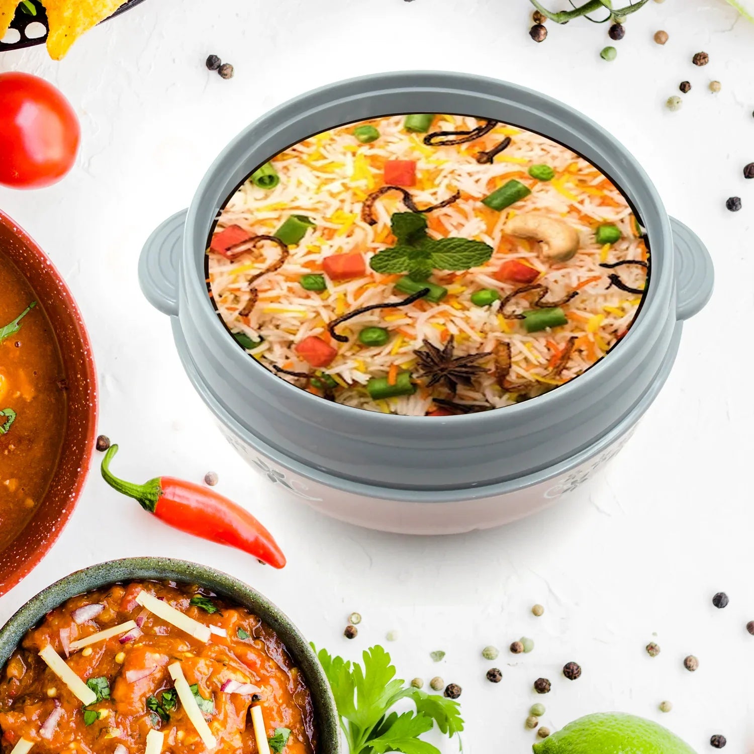 5788 High Quality Steel Casserole Box For Food Searving Inner Steel Insulated Casserole Hot Pot Flowers Printed Chapati Box For Roti Kitchen (Approx 4500 Ml) - Zidbik