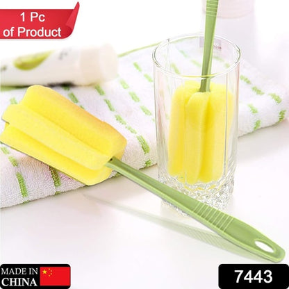 7443 Sponge Cup Washing Brush Washing Cup Milk Bottle Cleaning Brush Kitchen Brush Water Cup Tea Cup Brush Sponge Head Household Kitchen Cleaning Tool (20cm) - Zidbik