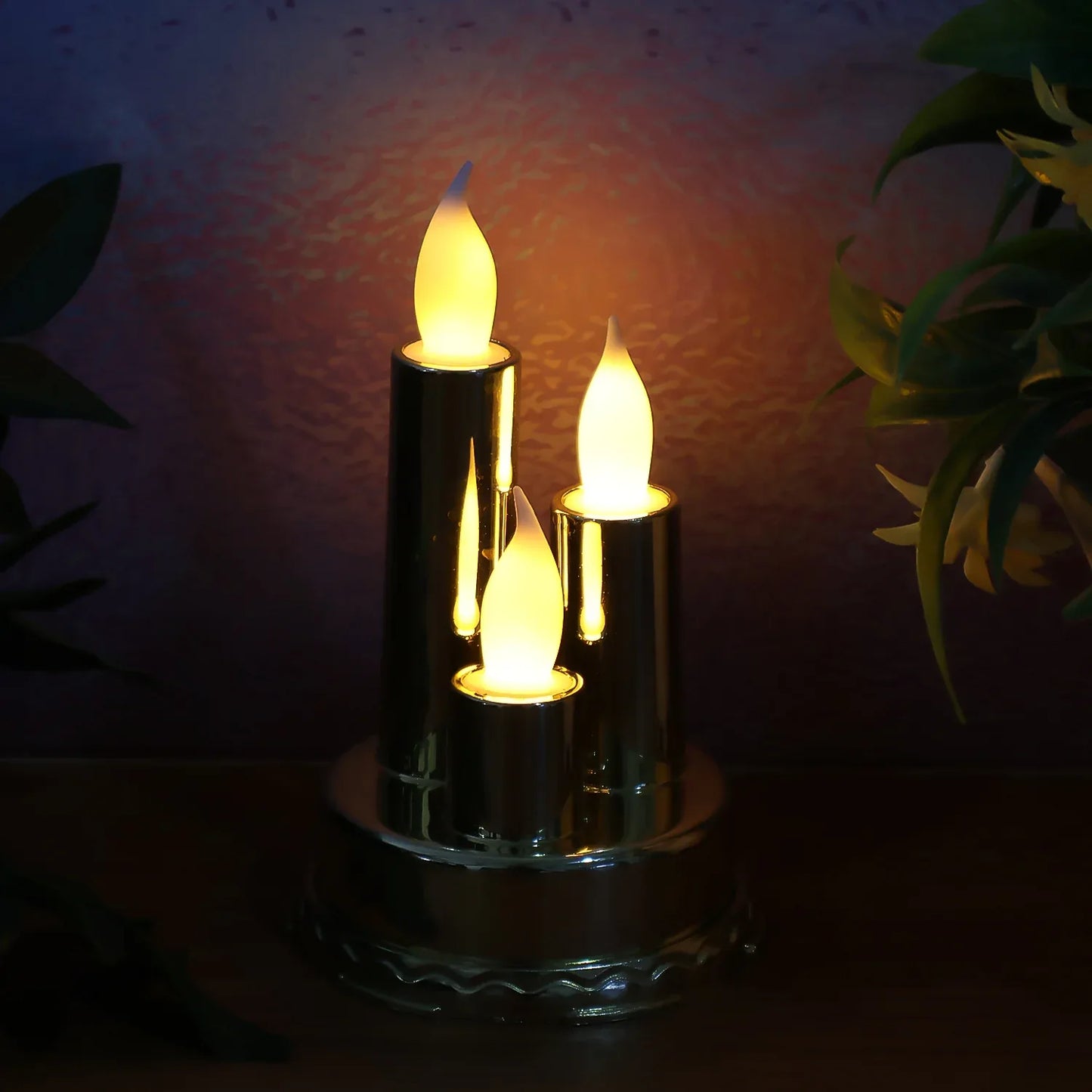 Led Flameless Candle Lamp With Triple Candle Design (1 Pc) - Zidbik