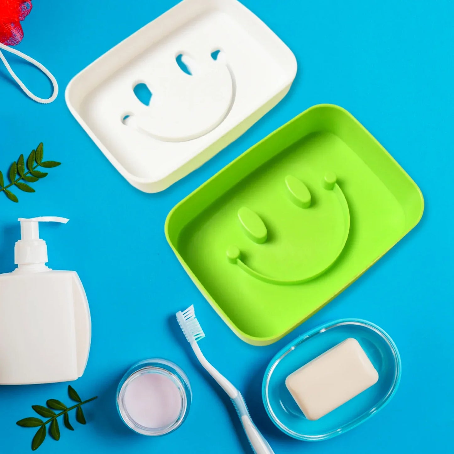14500 Portable Travel Home Box Cute Cartoons Smile Face Container Draining Holder Soap Dish - Zidbik