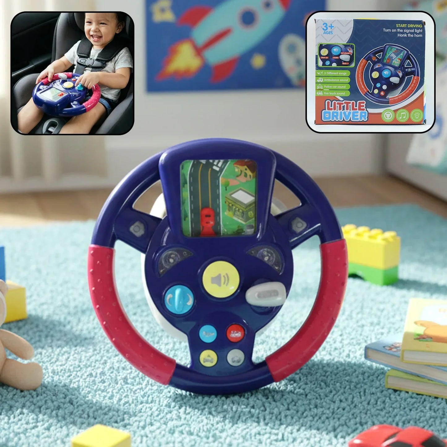 Musical Steering Wheel Driving Toy (1 Pc) - Zidbik