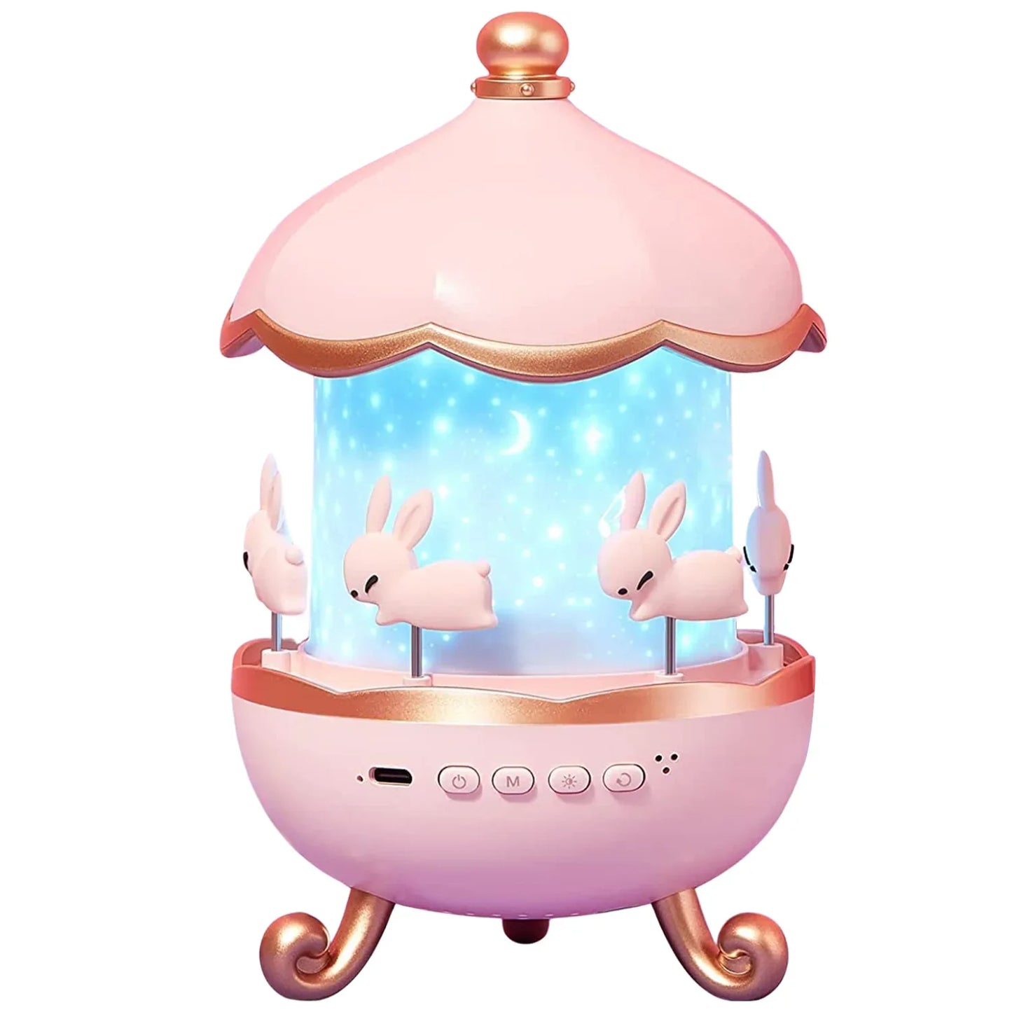 Bunnys Carousel Rotating Led Night Light - Zidbik