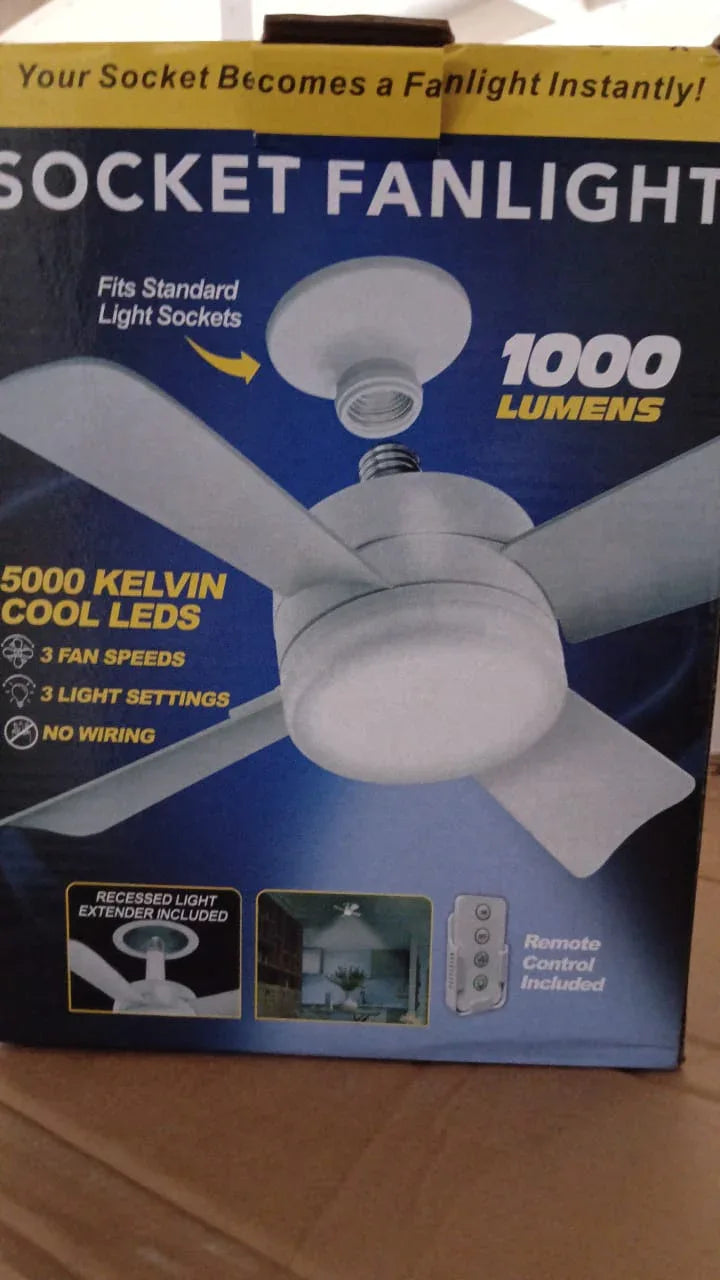 17845 Socket Fan Light Original - Cool Light Led Ceiling Fans With Lights And Remote Control Replacement For Lightbulb - Bedroom Kitchen Living Room1000 Lumens 5000 Kelvins Cool Leds (Remote Battery Not Included) - Zidbik