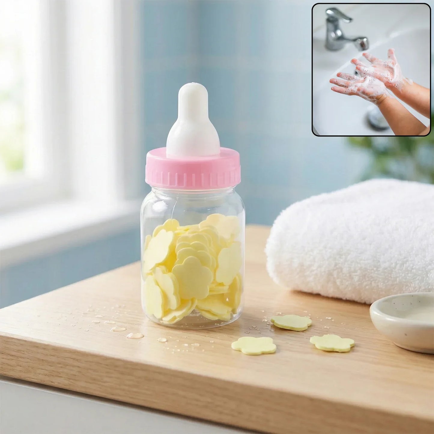 Portable Baby Bottle Shape Hand Wash Soap Paper Sheets Set (1 Set) - Zidbik