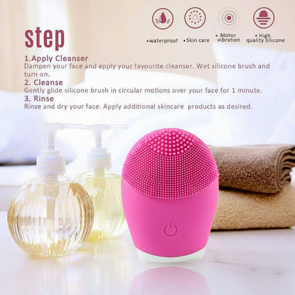 Premium Silicone Electric Facial Cleansing Brush (1 Pc) - Zidbik