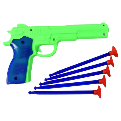 Medium Size Plastic 1 Gun With 5 Soft Suction Dart Bullets (1 Set) - Zidbik