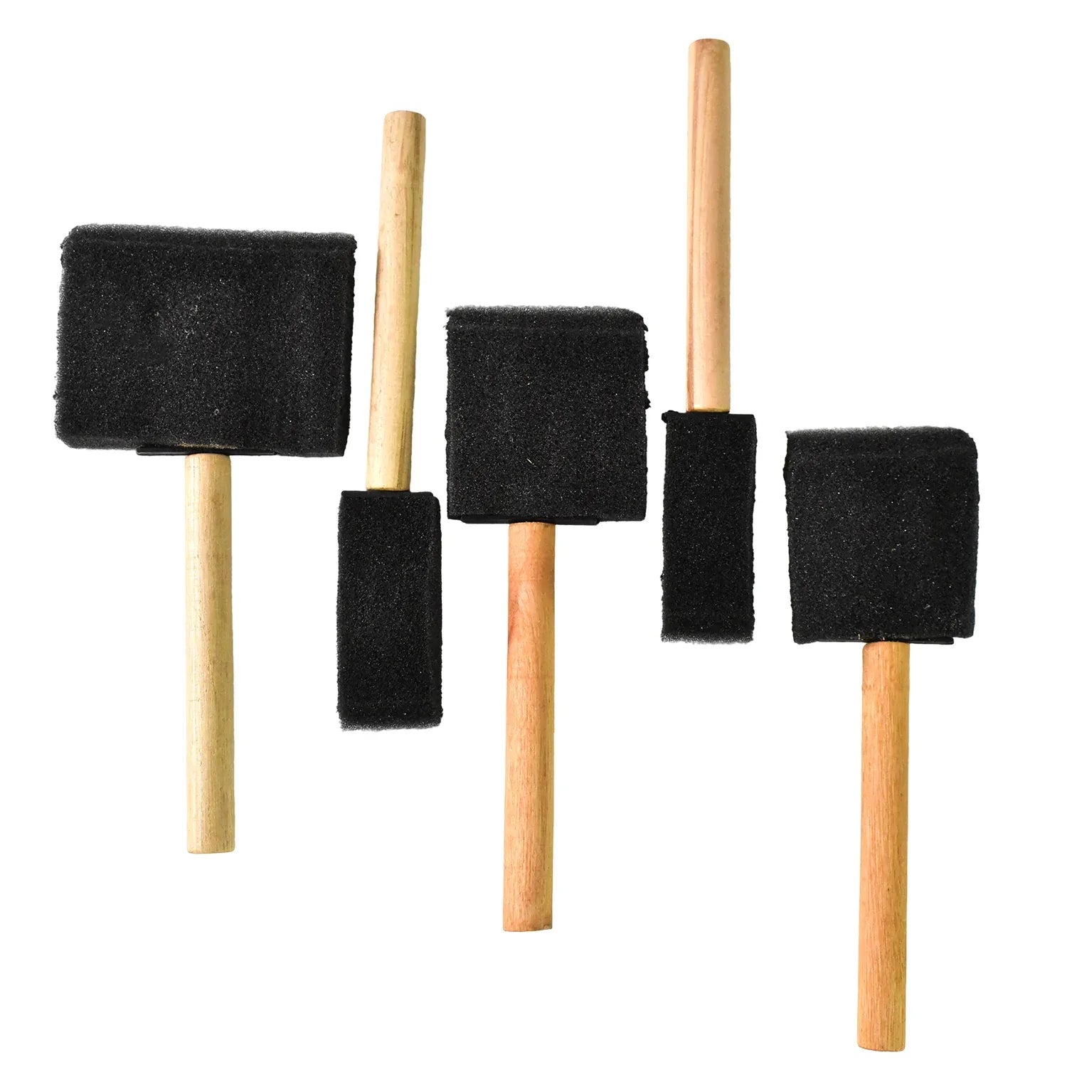 Multipurpose Sponge Brushes For Painting With Wooden Handles (5 Pcs Set) - Zidbik