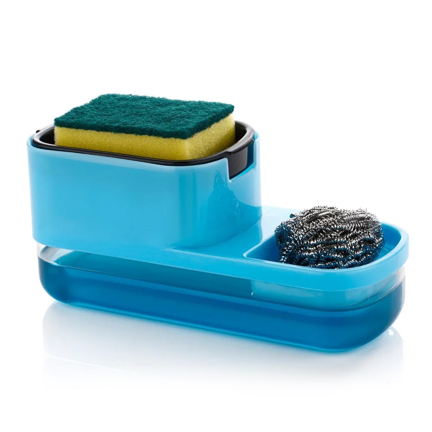 2 In 1 Plastic Dish Soap Liquid Dispenser Sponge Holder (1 Set) - Zidbik