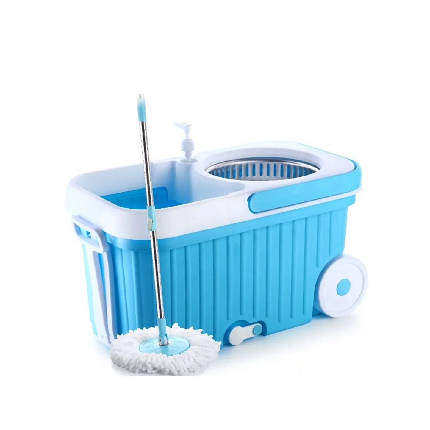 8703 Spin Mop With Bigger Wheels And Plastic Auto Fold Handle For 360 Degree Cleaning - Zidbik