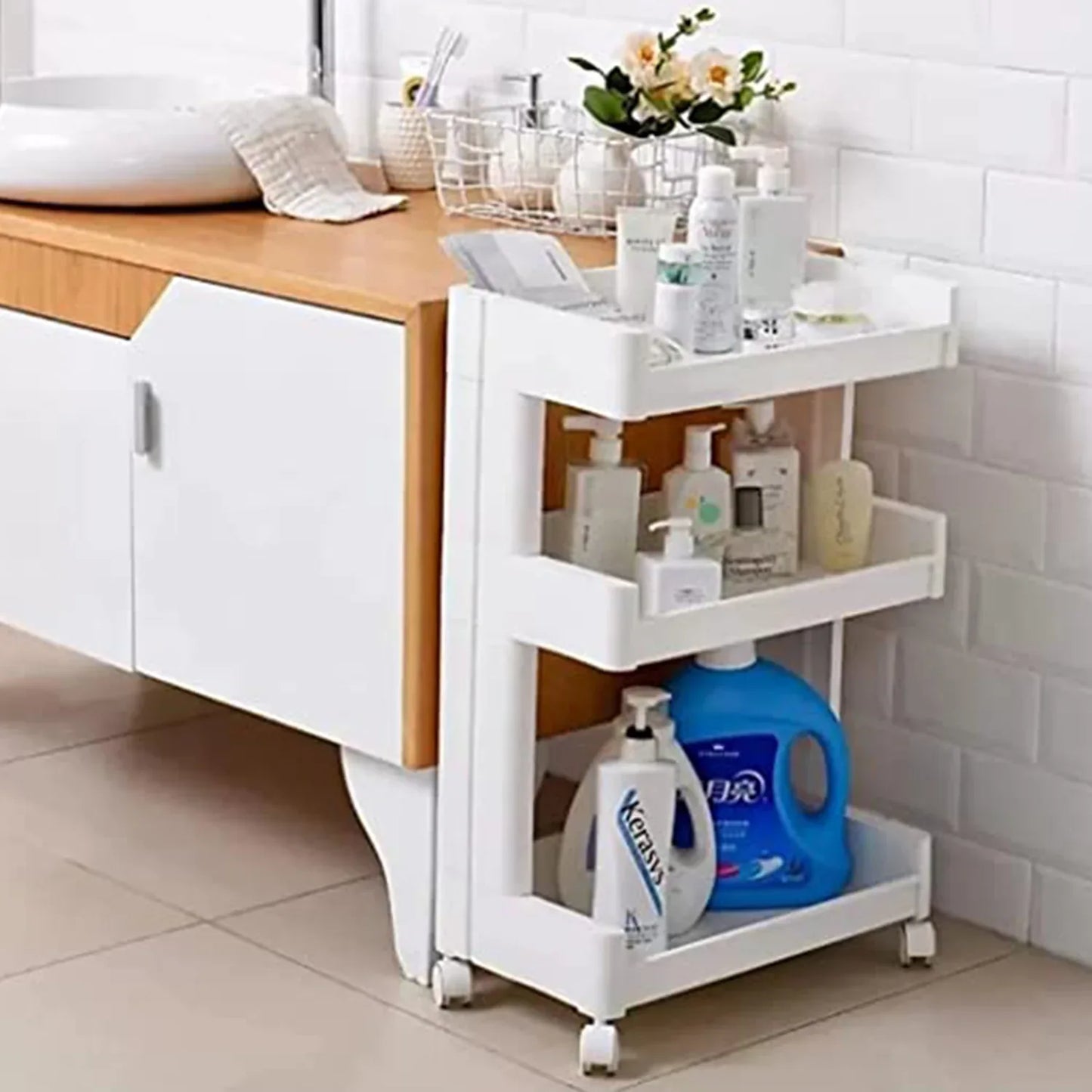 2326 Plastic Serving Trolley Kitchen Bar Cart For Bar Living Room - Zidbik