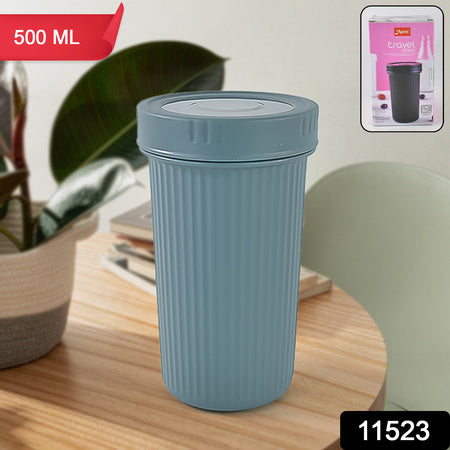 Apex Double Wall Inner Steel Travel Glass (500ml) Approx (1 Pc  Mix Color) - Zidbik