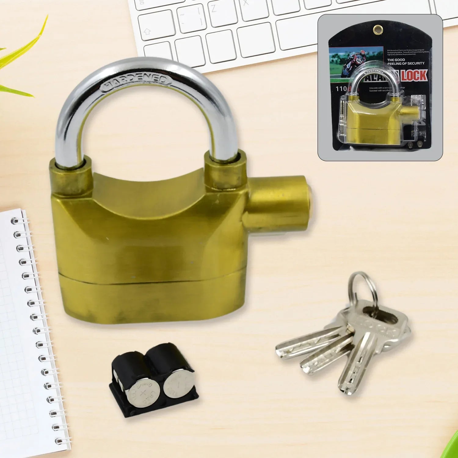 Security Alarm Metallic Lock System With 3 Keys (1 Set Mix Color) - Zidbik