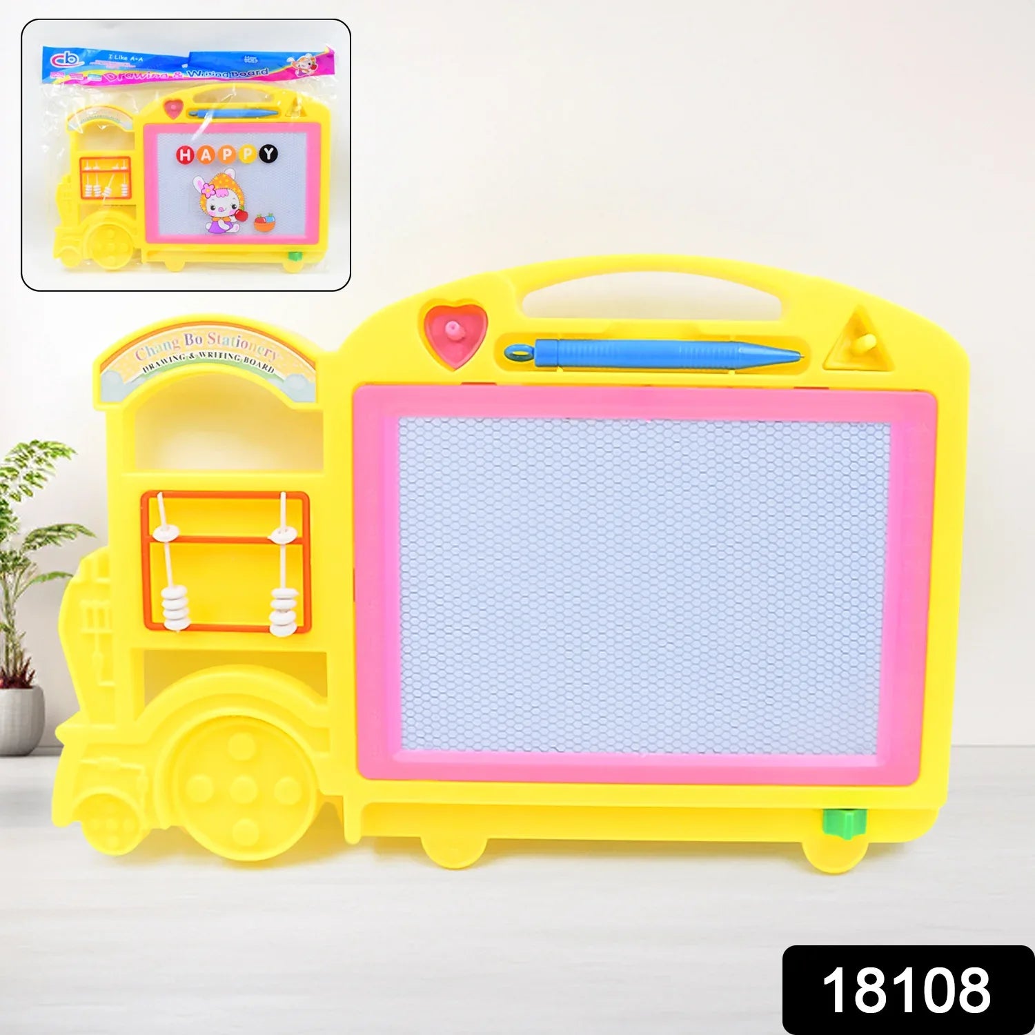 Bus Shape Drawing Writing Slate Board For Kids (1 Pc 32 21 Cm) - Zidbik