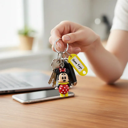 Cartoon Character Keychain With Name Tag (Mix Design 1 Pc) - Zidbik