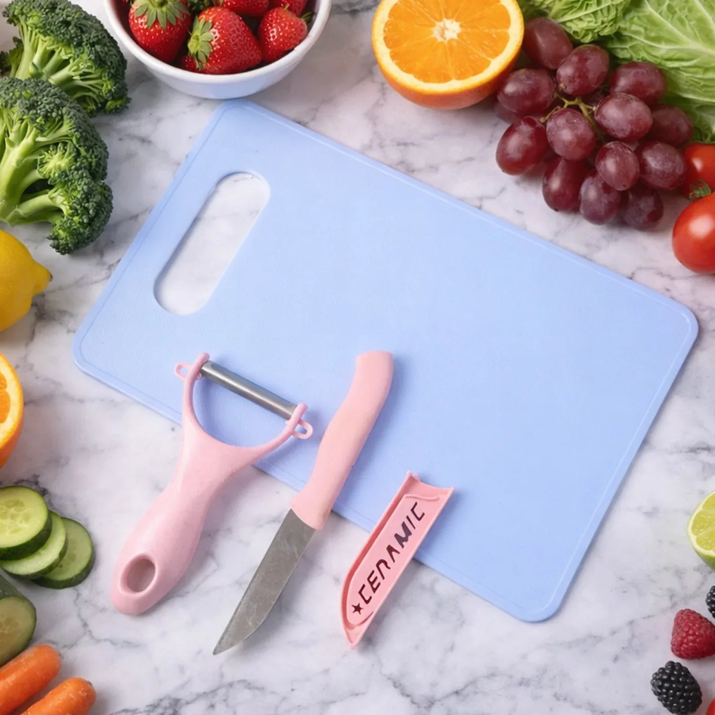 3 In 1 Multipurpose Kitchen Fruit Vegetable Cutting Board Set - Zidbik