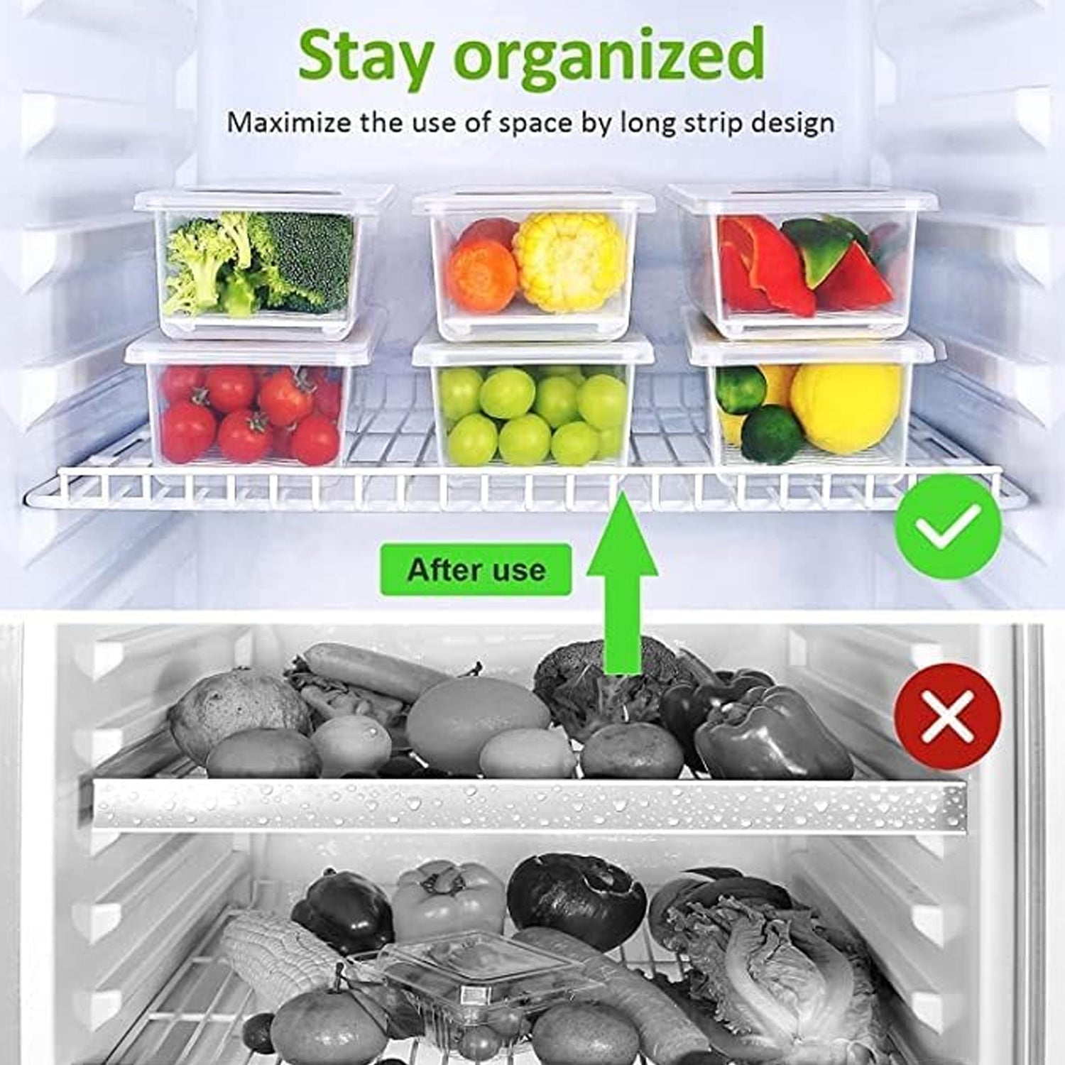 Vegetables  Fruits Freezer Storage Container (Pack Of 6pc 1500ml) - Zidbik