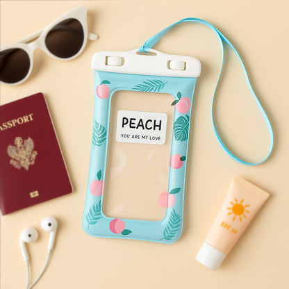 Waterproof Peach Transparent Mobile Pouch With Neck Strap (1 Pc) - Zidbik