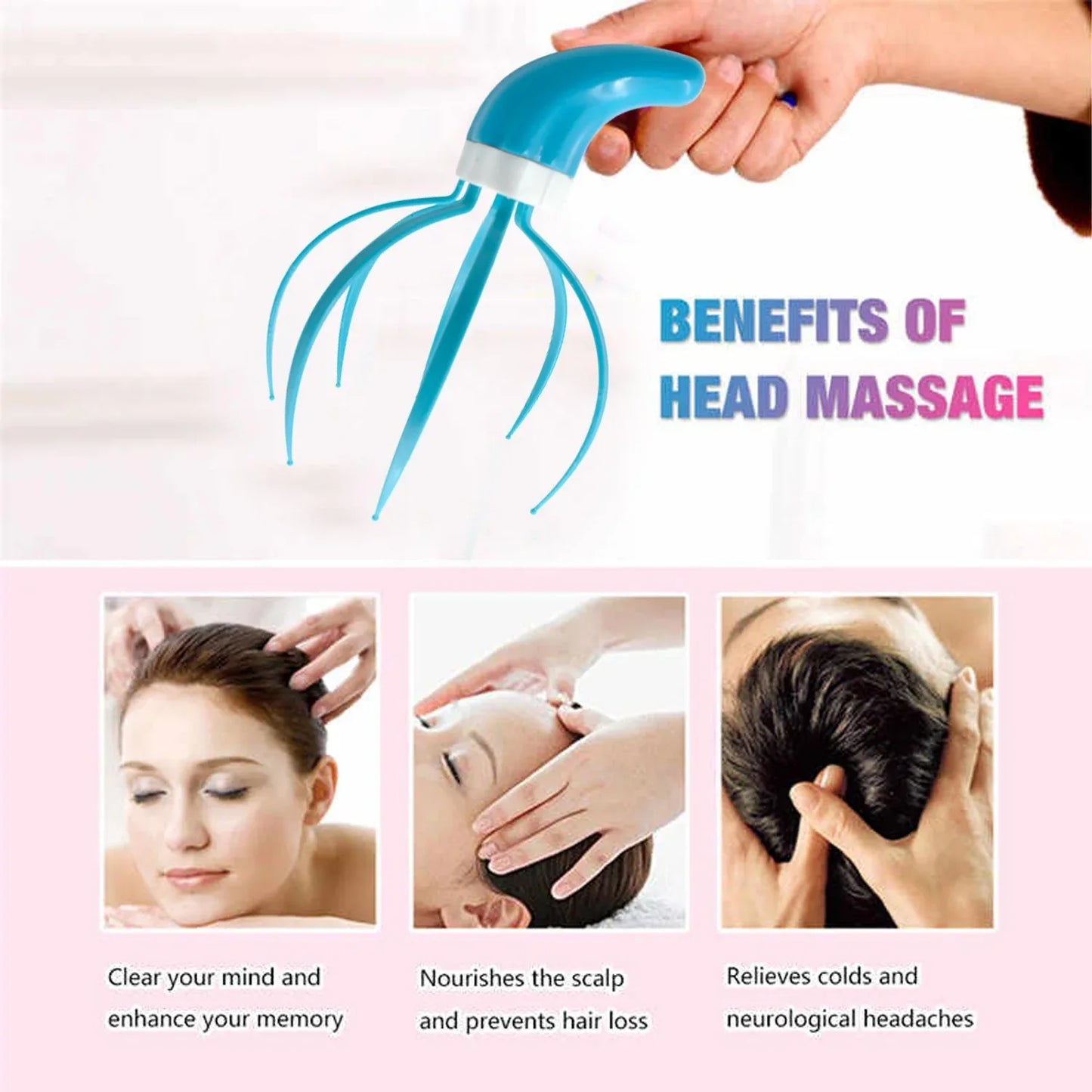 1713 Super Life Refreshing Head Massager Hand Grip - Zidbik