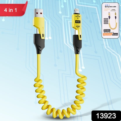 4 In 1 Spring Fast Charging Cable (1 Pc  1.5 Mtr Long) - Zidbik