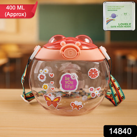 Round Belly Shape Kids Water Bottle (400ml  1 Set ) - Zidbik