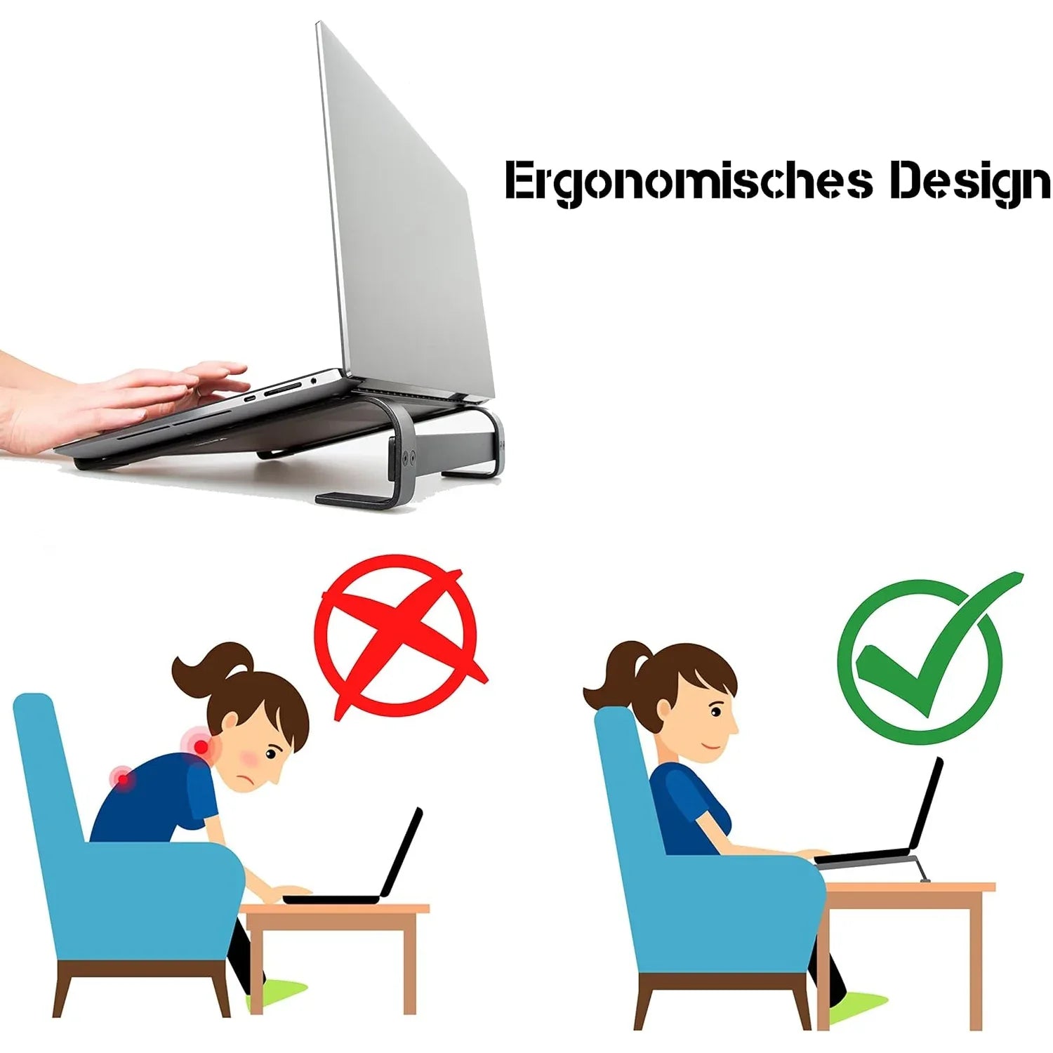 Fixed Metal Laptop Stand For Desk (25 26 Cm) - Zidbik