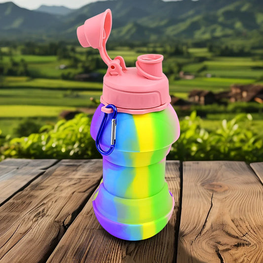 Flexible Collapsible Silicone Sports Water Bottle (260 Ml 20 Cm Folding) - Zidbik
