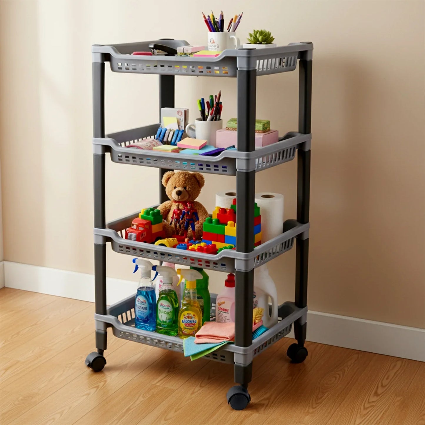 Apex 4-layer Big Multipurpose Plastic Storage Rack - Zidbik