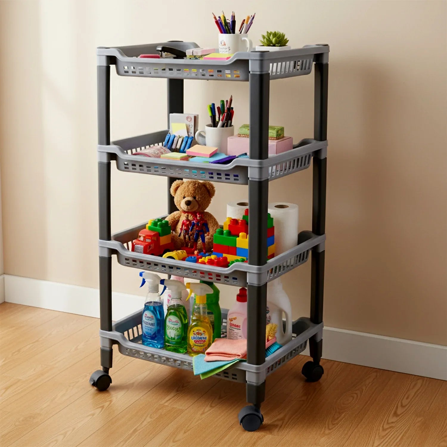Apex 4-layer Big Multipurpose Plastic Storage Rack - Zidbik