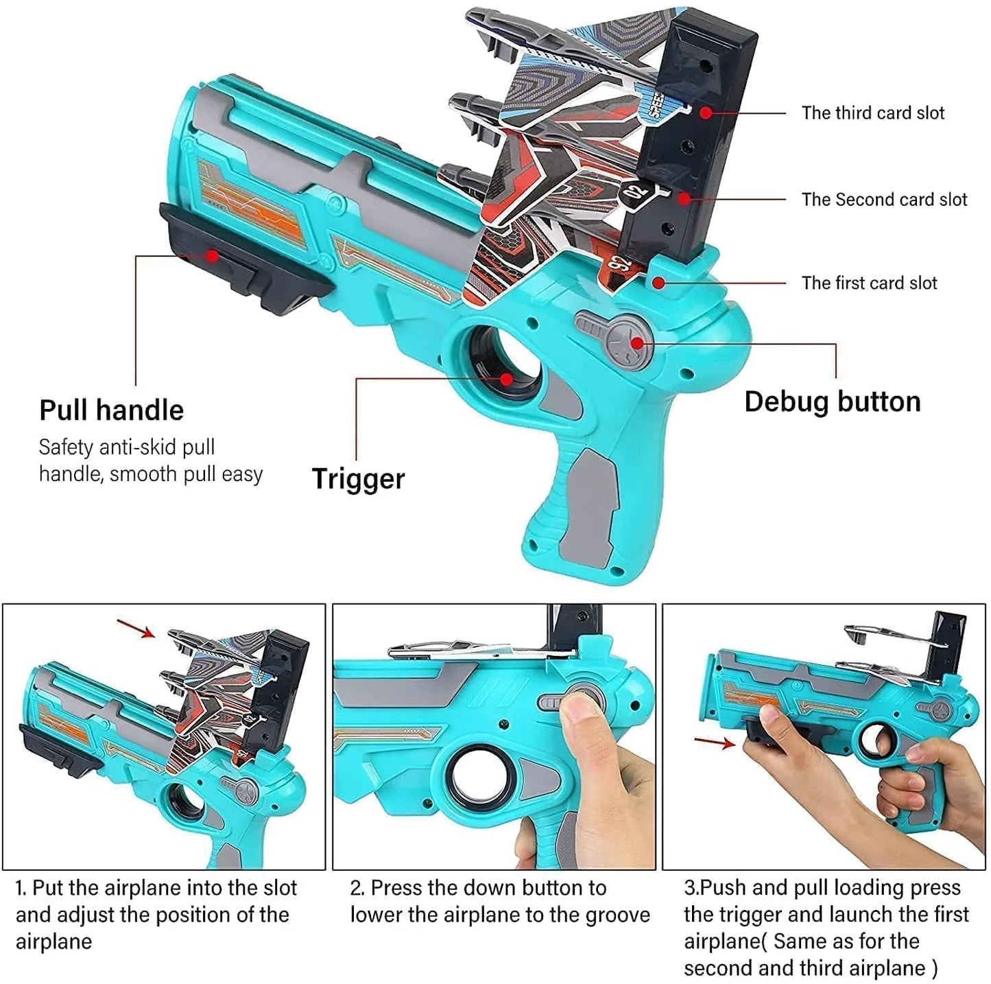 4710 Airplane Launcher Gun Toy With Foam Glider Planes Outdoor Games For Children Best Aeroplane Toys For Kids Air Battle Gun Toys ( 5 Plane Include ) - Zidbik