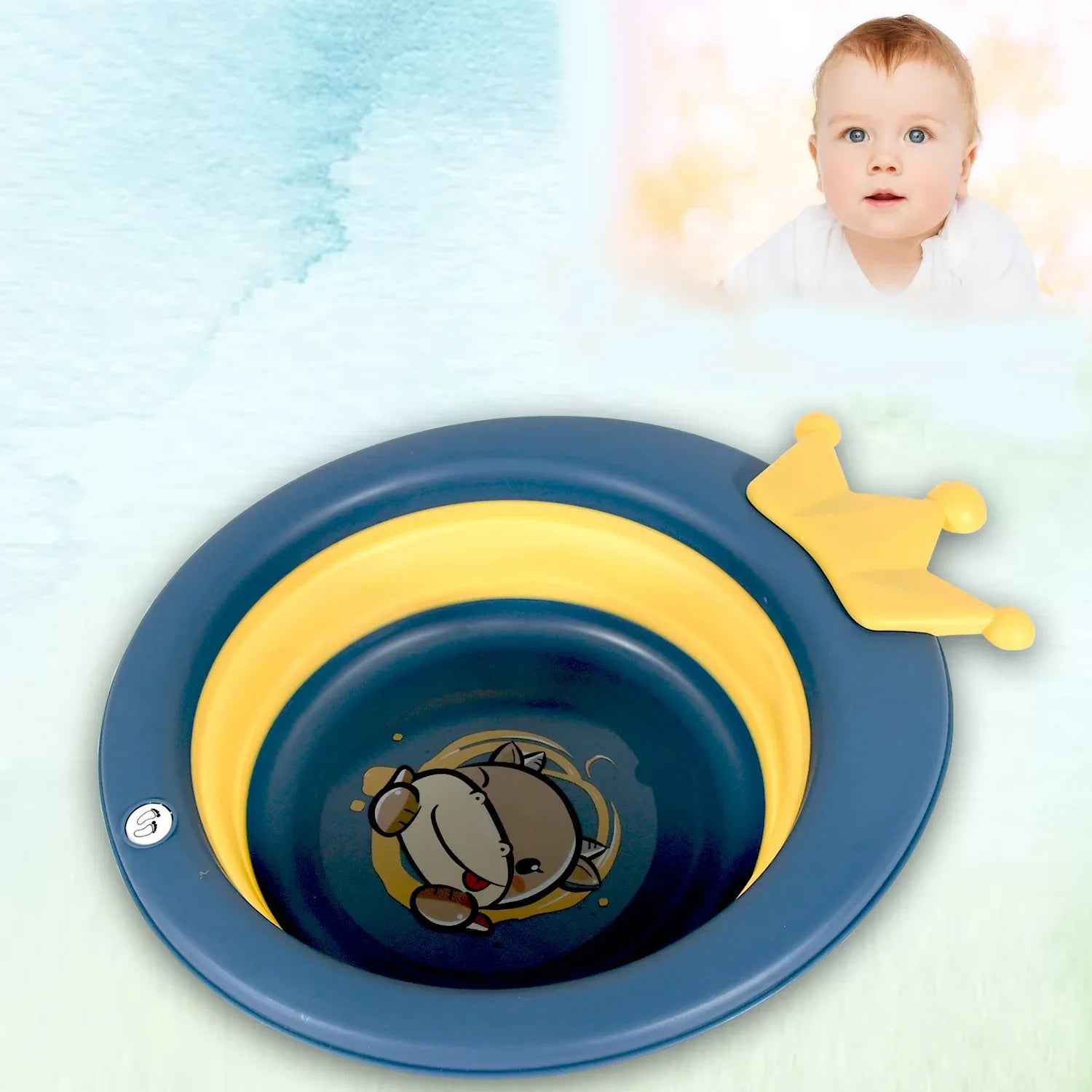 17514 Cartoon Shape Wash Basin Space Saving Multi Function Foldable Baby Wash Basin Easy Clean Lightweight Thicken For Washing Face For Home (33x31 Cm  1 Pc) - Zidbik