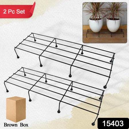 Metal Rectangle Flower Plant Stand For Balcony (6020 Cm 2 Pc Set) - Zidbik
