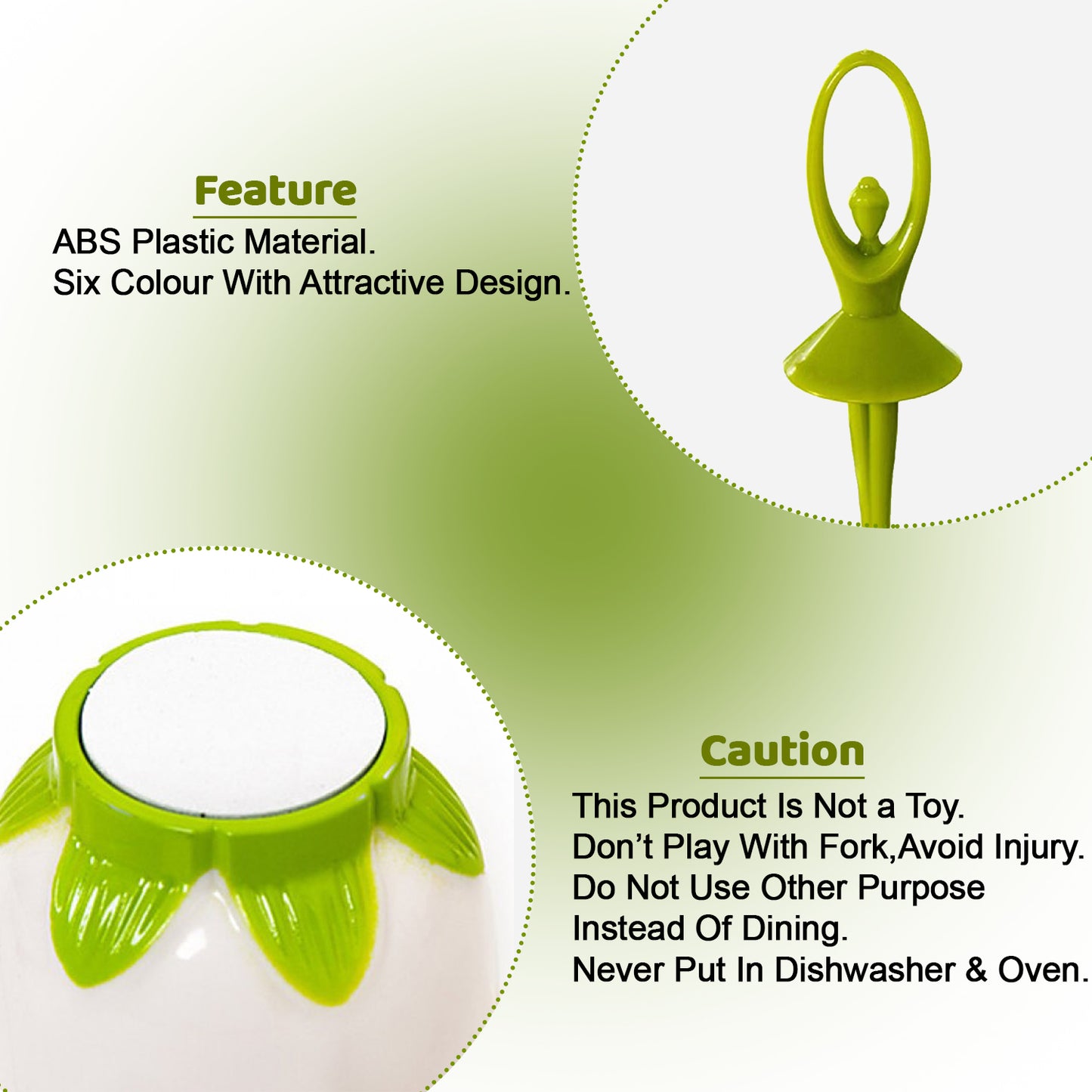 2046 Dancing Doll Fruit Fork Cutlery Set With Stand Set Of 6. - Zidbik