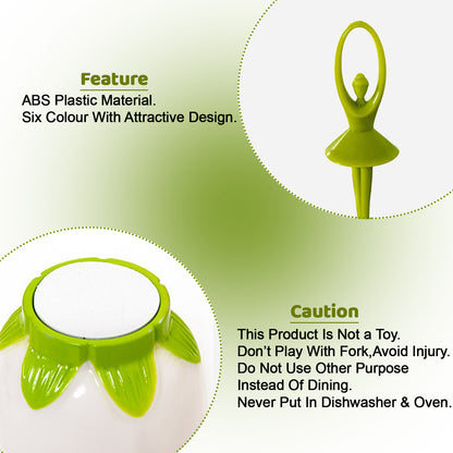 2046 Dancing Doll Fruit Fork Cutlery Set With Stand Set Of 6. - Zidbik