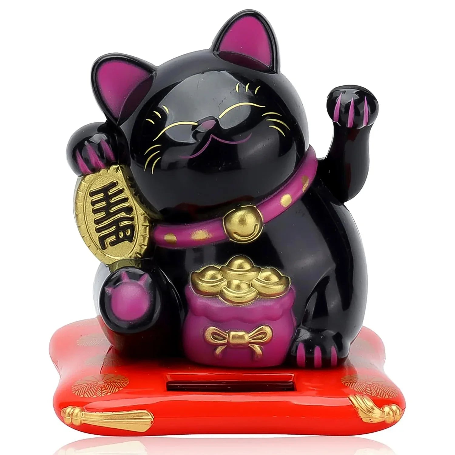 Solar Powered Happy Cat Beautiful With Arm Waves Wealth Cat (1 Pc Mix Color) - Zidbik