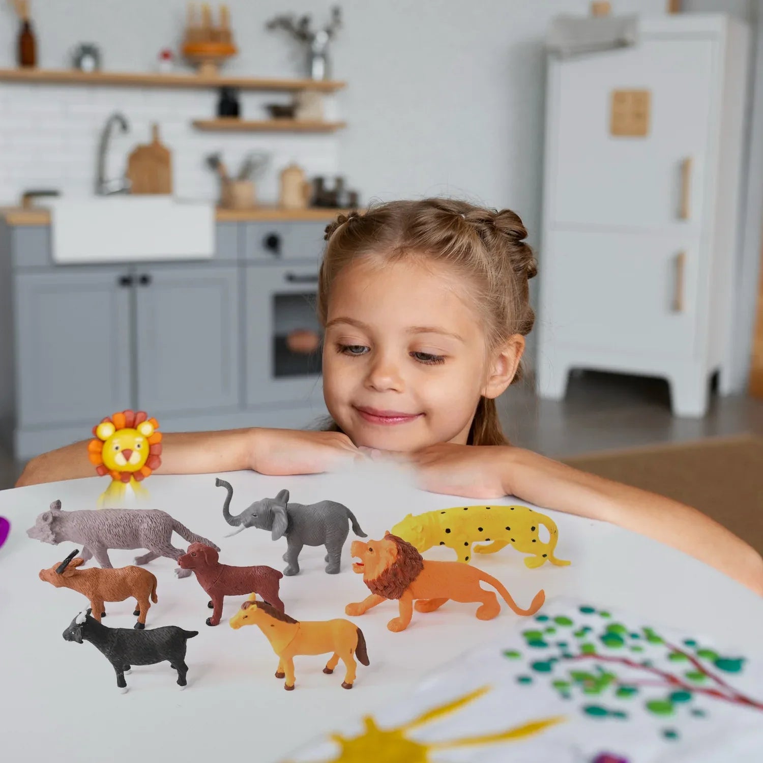 Animal Kingdom Plastic Toy Set For Kids (14 Pc) - Zidbik