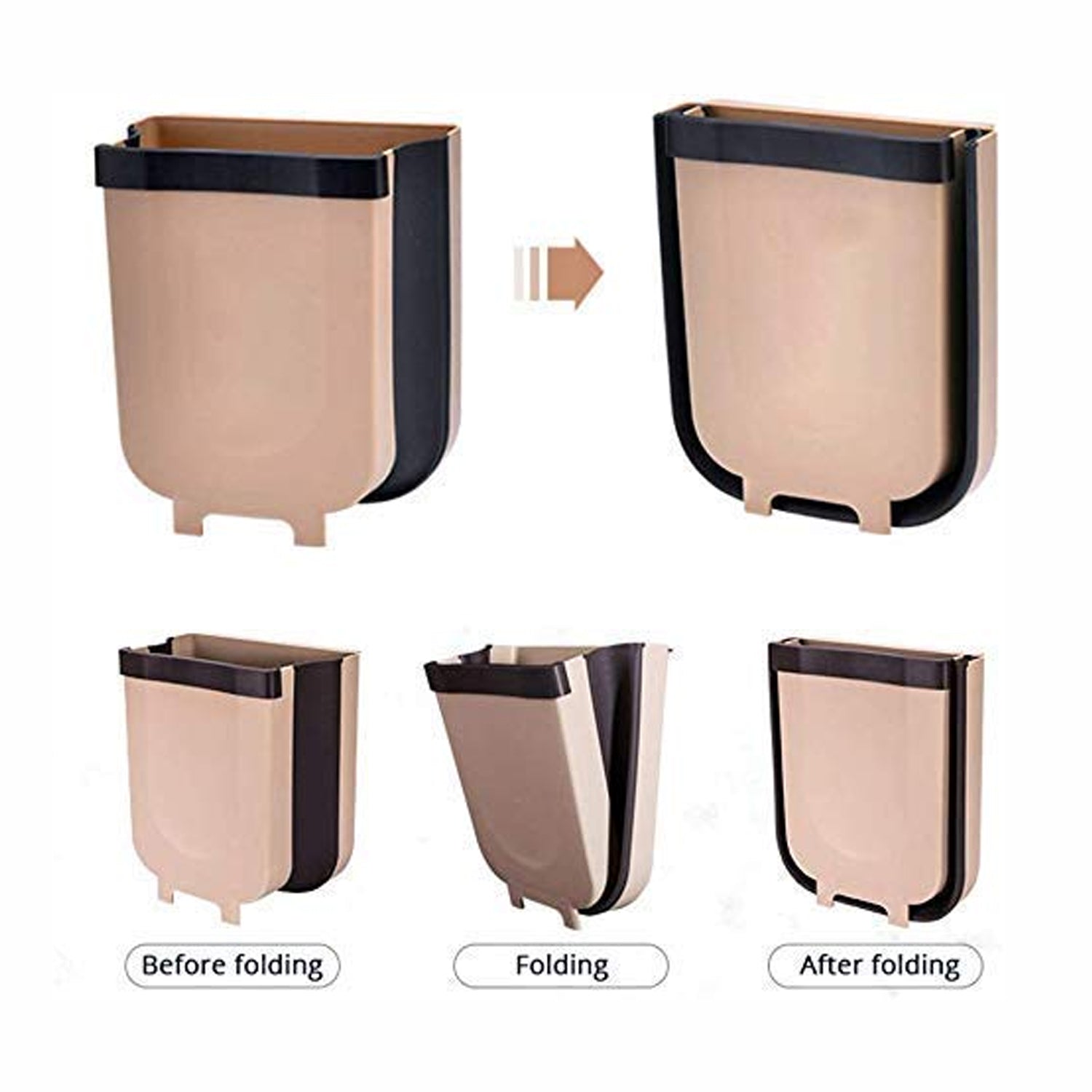 5873 Hanging Trash Can For Kitchen Cabinet Door Small Collapsible Foldable Waste Bins Hanging Trash Holder For Bathroom Bedroom Office Car Portable. - Zidbik