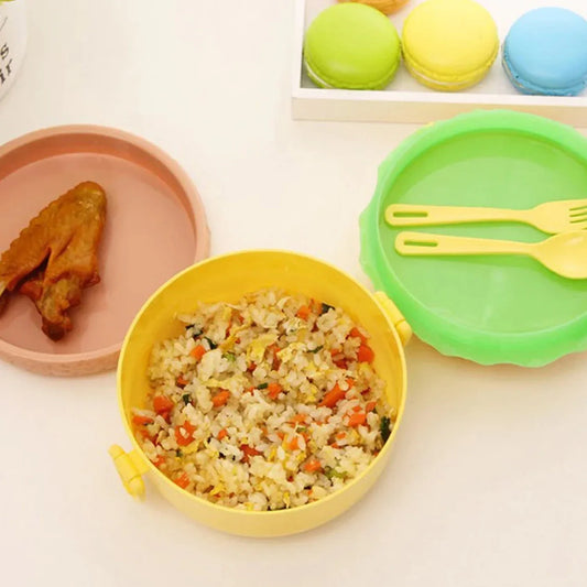 5313 Burger Shape Lunch Box Plastic Lunch Box Food Container Sets Double Layer Lunchbox 1000ml With 2 Spoon Applicable To Kids And Elementary School Students - Zidbik