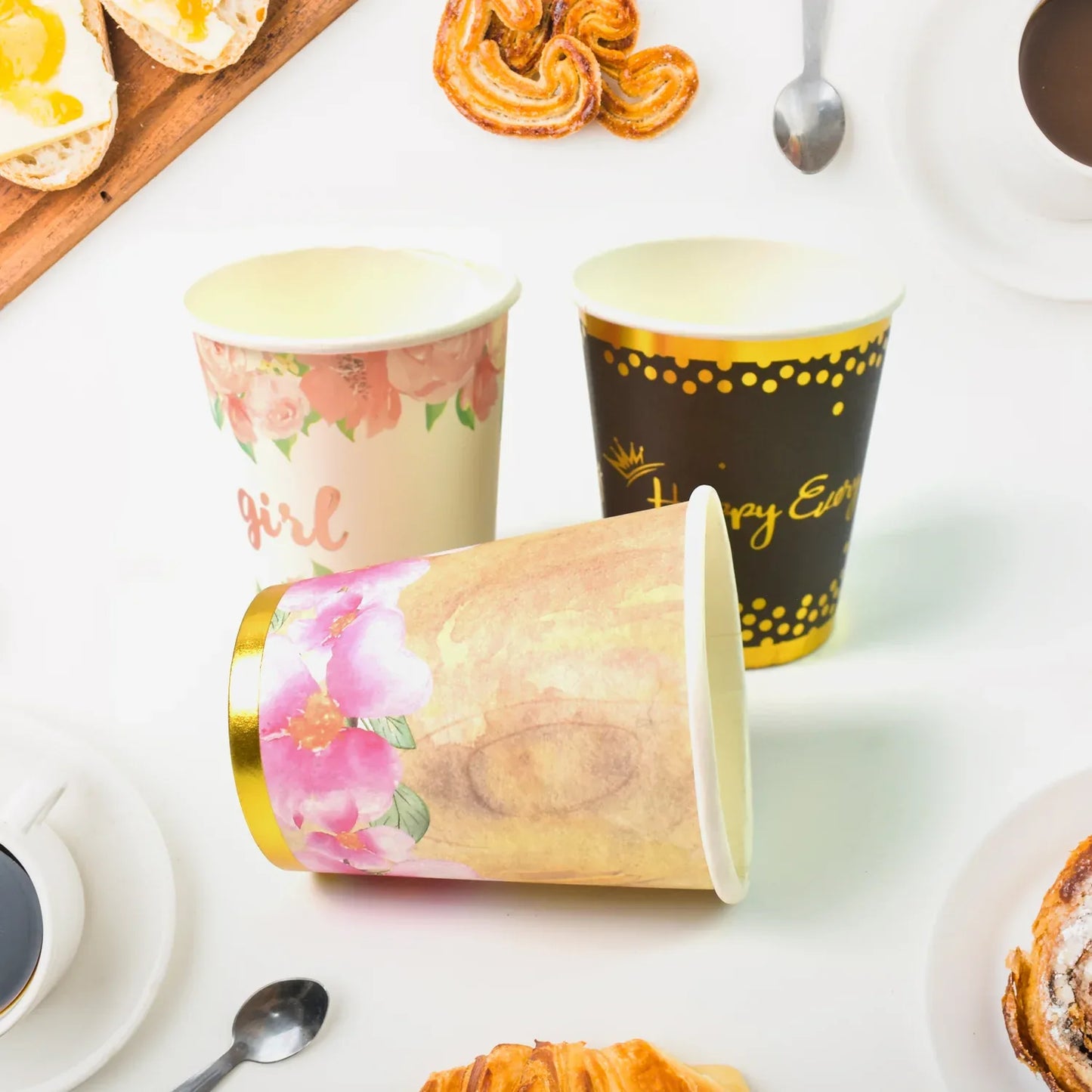 Disposable Paper Cups Disposable Tea Coffee Cups (3 Pcs Set Mix Color) - Zidbik