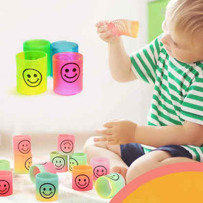 17745 Multicolor Magic Smiley Spring Spring Toys Slinky Slinky Spring Toy Toy For Kids For Birthdays Compact And Portable Easy To Carry (12 Pcs Set) - Zidbik