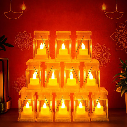Set Of 12 Led Storm Lantern Decorative Lights - Zidbik