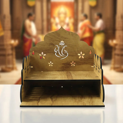 Wooden Temple Style Home Mandir Stand For Pooja - Zidbik