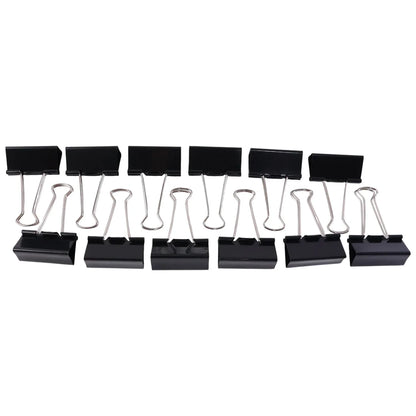 25mm Black Binder Clips (12 Pc) - Zidbik