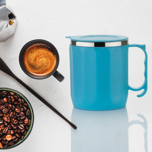 Stainless Steel Lid Cover Hot Coffeetea Mug Hot Insulated Double Wall Stainless Steel Coffee And Milk Cup With Lid - Coffee Cup Approx 250 Ml 300 Ml ( 1 Pc Mix Color) - Zidbik