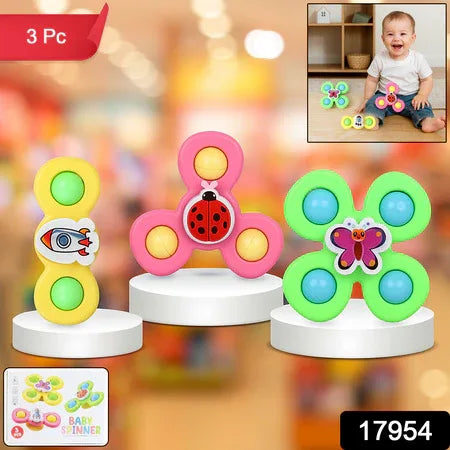 Colour Baby Spinner Toy Set Suction Cup Sensory Spin Toys (3 Pc Set) - Zidbik