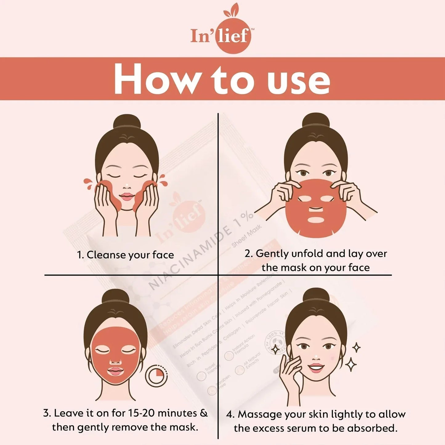 Inlief Niacinamide 1 Hydrating Calming Facial Sheet Mask (1 Pc) - Zidbik