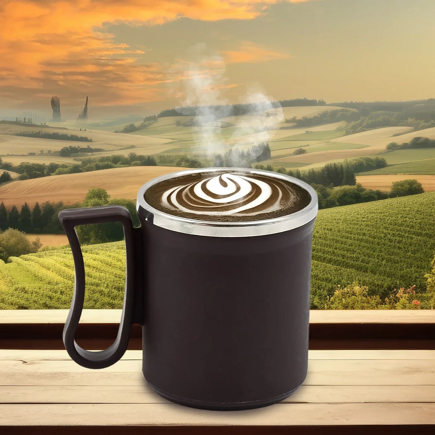 Coffee Mug With Lid And Handle-plastic Covered Stainless Steel Mug (Random Color Approx 200 Ml) - Zidbik