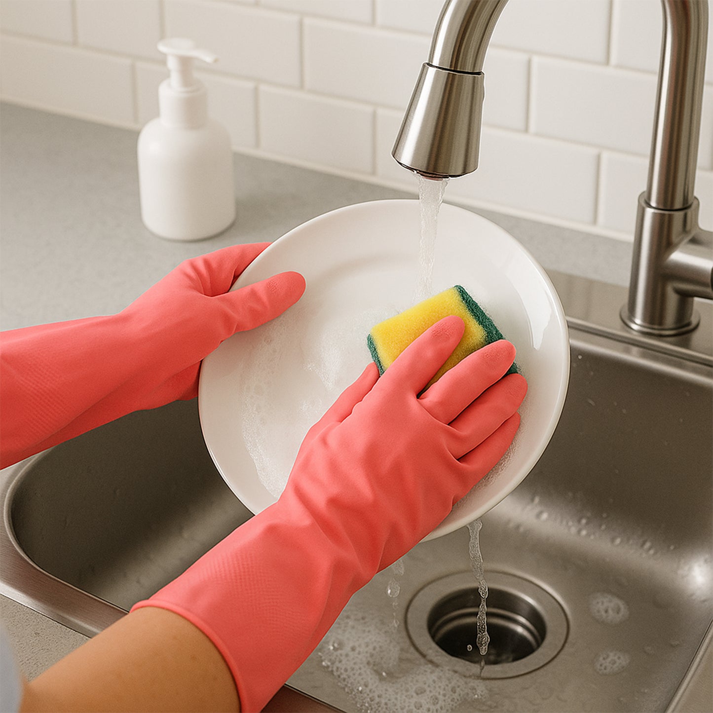 Reusable Waterproof Household Cleaning Gloves (45gm  1 Pair) - Zidbik